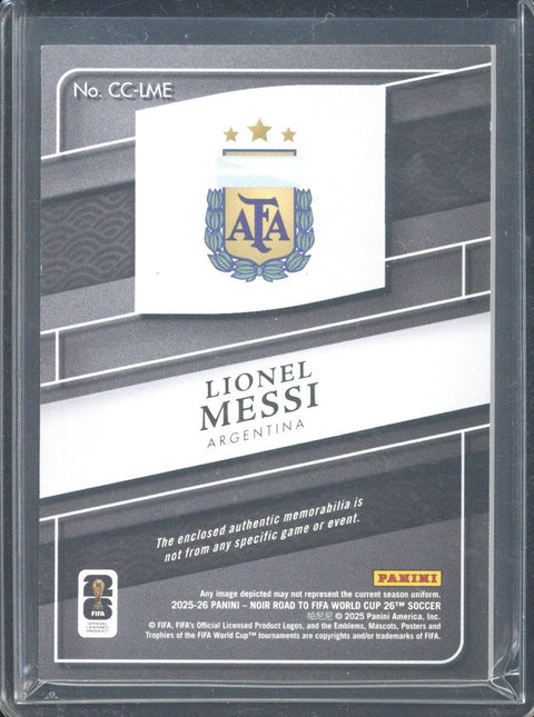 2025-26 Panini Noir Road to FIFA World Cup Lionel Messi Relic /70 #CC-LME