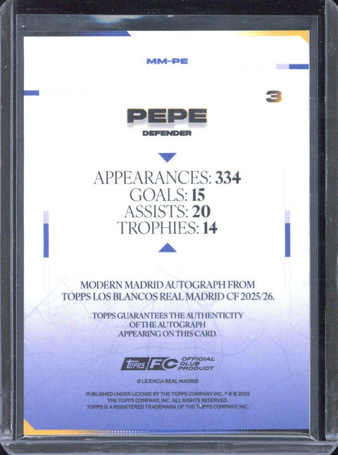 2025-26 Topps Los Blancos Pepe Autograph /75 #MM-PE