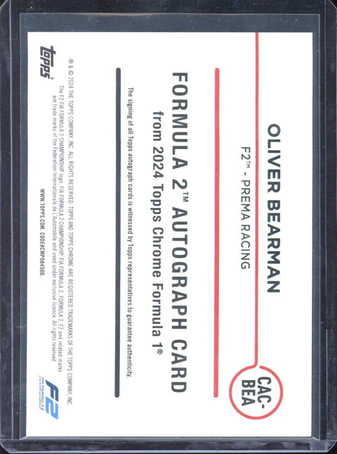 2024 Topps Chrome F1 Oliver Bearman Autograph /25 #CAC-BEA