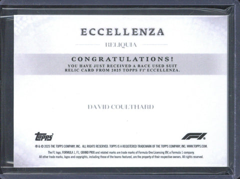 2025 Topps Eccellenza F1 David Coulthard Relic
