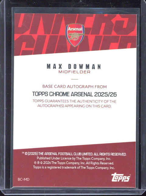 2025-26 Topps Chrome Arsenal Max Dowman RC Autograph #BC-MD