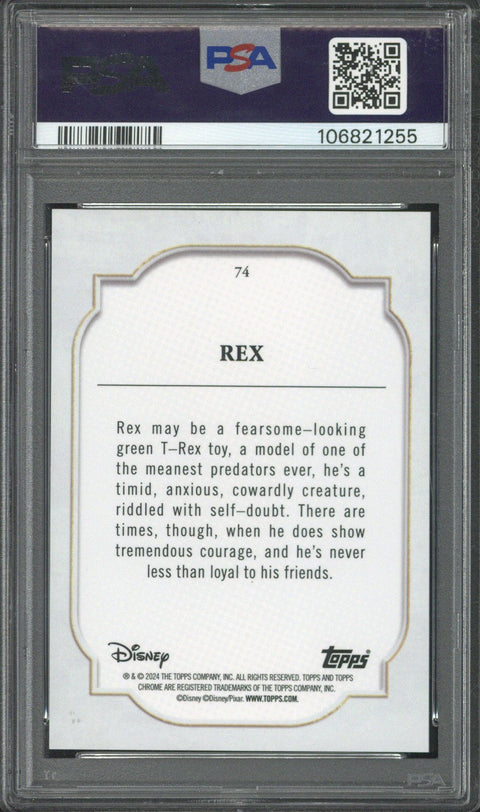 2024 Topps Chrome Disney Rex Gold Refractor /50 #74 PSA 9
