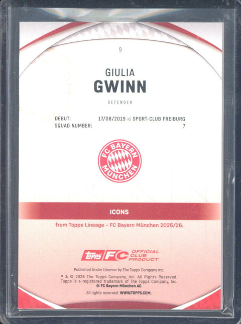 2025-26 Topps FC Bayern München Lineage Giulia Gwinn /75 #9