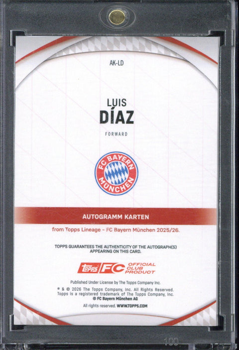 2025-26 Topps FC Bayern München Lineage Luis Diaz Autograph /50 #AK-LD