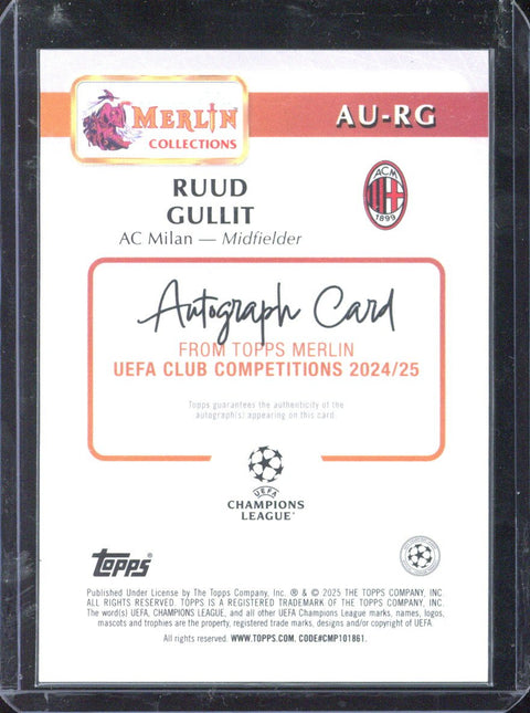 2024-25 Topps Merlin UCC Ruud Gullit Autograph /25