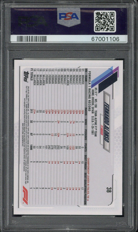 2021 Topps Chrome F1 Fernando Alonso Checker Flag Refractor PSA 10