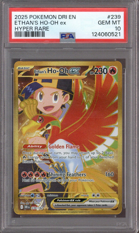 2025 Pokemon DRI EN Ethan's Ho-oh EX Hyper Rare #239 PSA 10