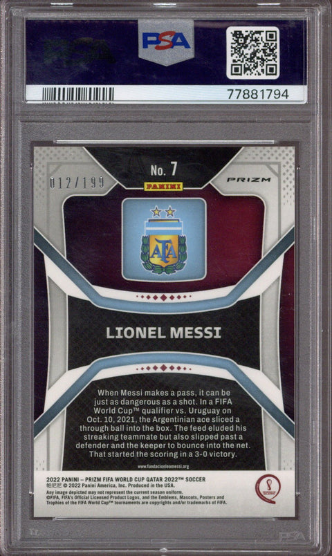 2022 Prizm W/C Qatar Lionel Messi Purple Prizm /199 #7 PSA 9 - EU