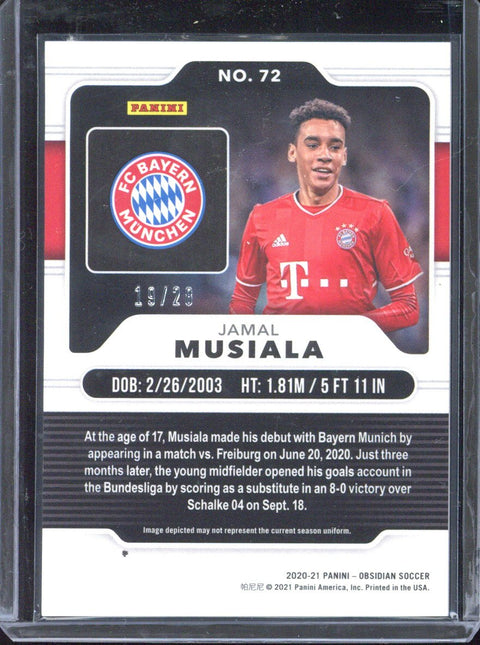 2020-21 Panini Obsidian Jamal Musiala RC Electric Etch /28 #72
