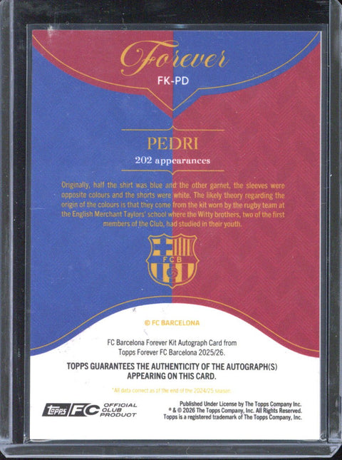 2025-26 Topps FC Barcelona Forever Pedri Autograph /25 #FK-PD