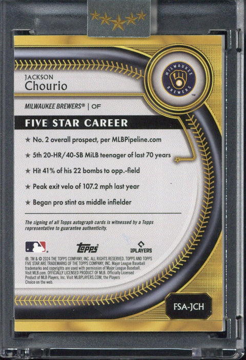 2025 Topps Five Star MLB Jackson Chourio Autograph /99 #FSA-JCH