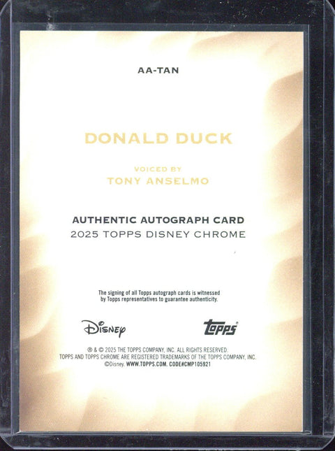 2025 Topps Disney Chrome Donald Voiced By Tony Anselmo Blue Sapphire Autograph #AA-TN