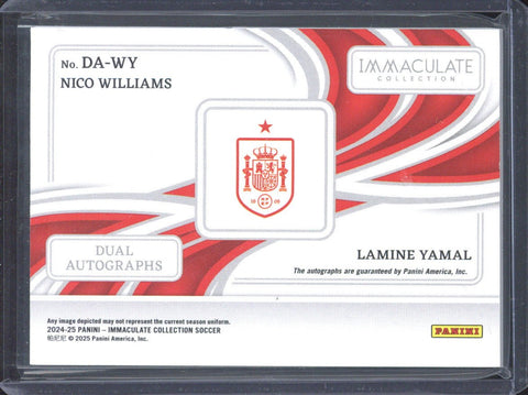 2024-25 Panini Immaculate Lamine Yamal / Nico Williams Dual Autograph /2 #DA-WY