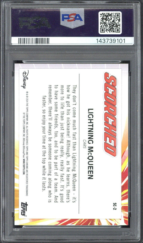 2024 Topps Chrome Disney Lightning McQueen Scorched-Sparkle /20 #SC2 PSA 10