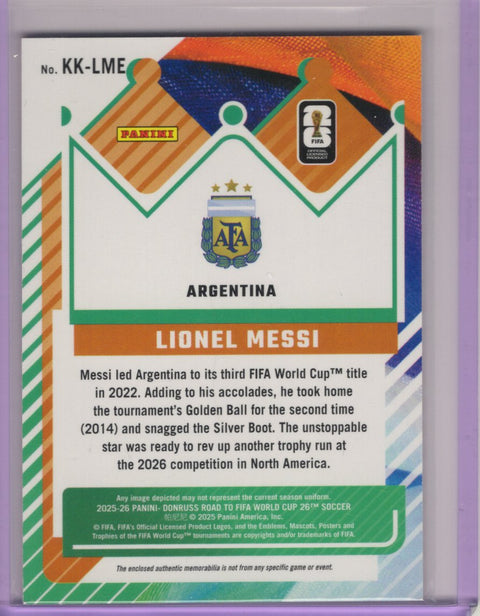 2025/26 Panini Donruss Road to World Cup Lionel Messi Kit Kings Relic #KK-LME