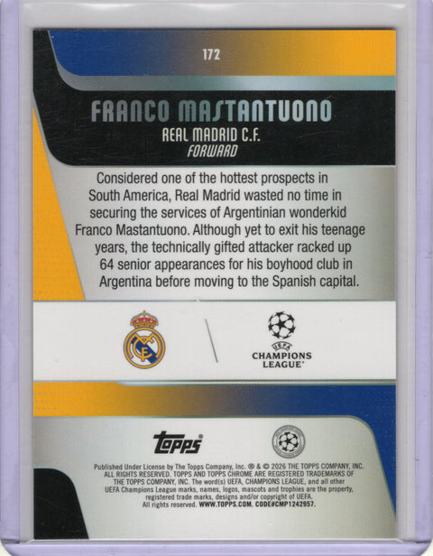 2025/26 Topps Chrome UCC Franco Mastantuono RC /25 #172