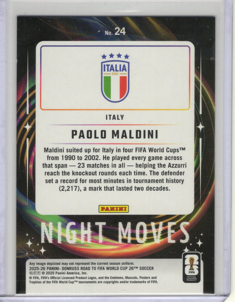 2025/26 Panini Donruss Road to World Cup Paolo Maldini Night Moves #24
