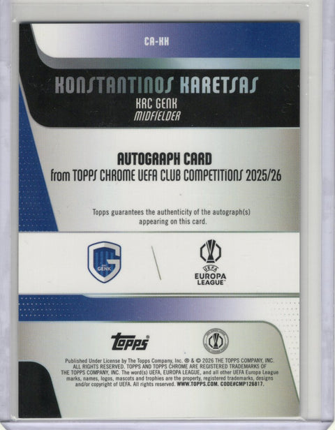 2025/26 Topps Chrome UCC Konstantinos Karetsas Autograph /10 #CA-KK