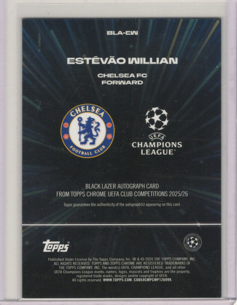 2025/26 Topps Chrome UCC Estevao Black Lazer Autograph /50 #BLA-EW