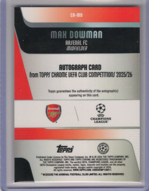 2025/26 Topps Chrome UCC Max Dowman Autograph /50 #CA-MD