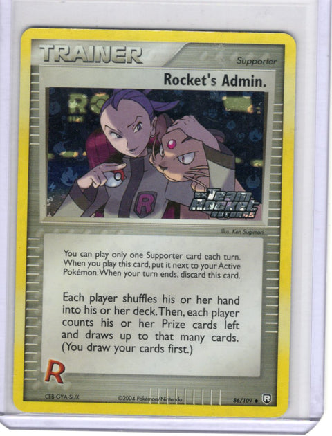 2004 Pokémon EX Team Rocket Returns Admin Reverse Holo Stamped 86/109 - EU