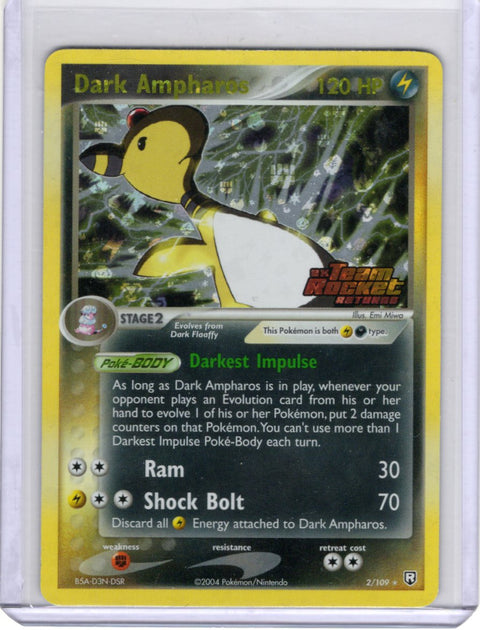 2004 Pokémon EX Team Rocket Returns Dark Ampharos Reverse Holo Stamped 2/109 - EU