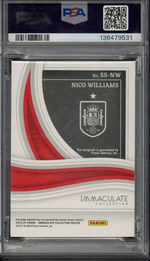 2023-24 Panini Immaculate Nico Williams Shadowbox Autograph /30 #SSNW PSA 8