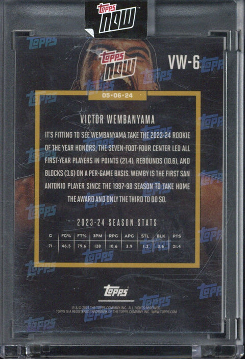 2023-24 Topps Now Victor Wembanyama Rookie of the Year #VW-6