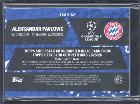 2025-26 Topps UCC Aleksandar Pavlovic Superstar Autograph Relic /25 #TSAR-AP