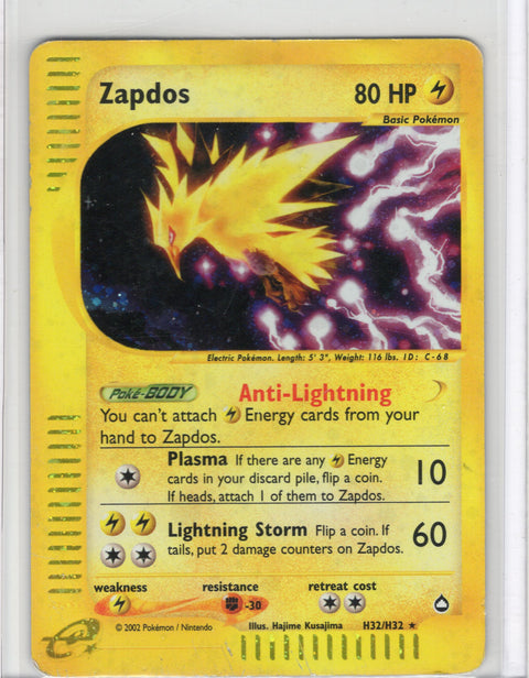 2002 Pokémon Aquapolis Zapdos Holo H32/H32 - EU - 2