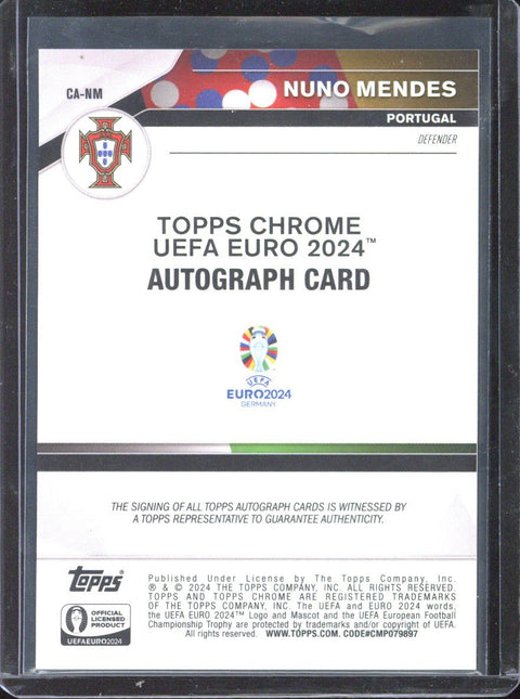 2024 Topps Chrome UEFA Euro Nuno Mendes Autograph #CA-NM