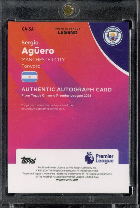 2025-26 Topps Chrome Premier League Sergio Agüero Orange Wave Autograph /25 #CA-SA