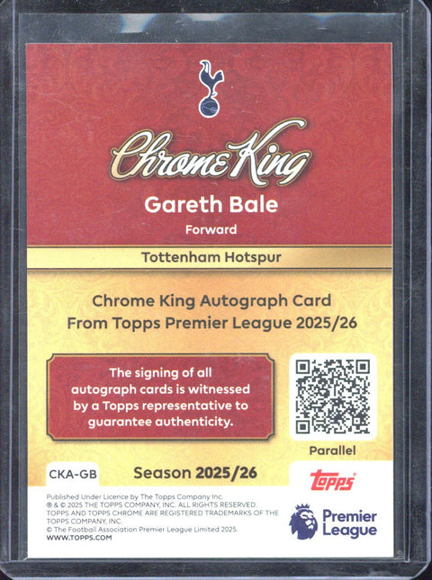 2025-26 Topps Chrome Premier League Gareth Bale Chrome King Autograph /25 #CKA-GB