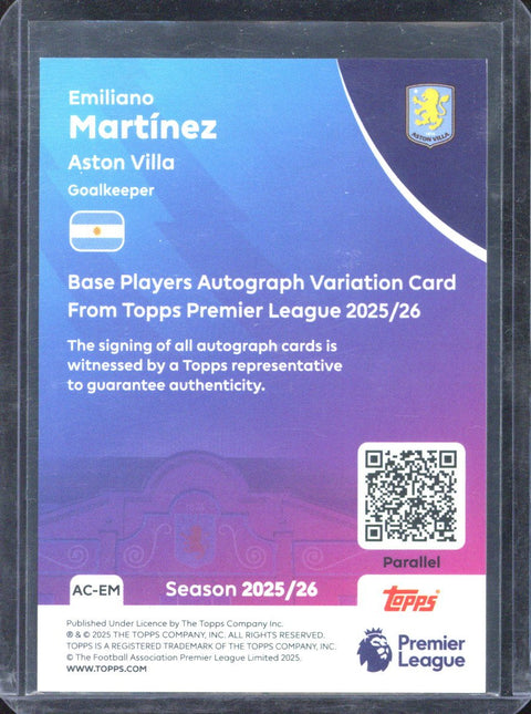 2025-26 Topps Premier League Emiliano Martinez Autograph /99 #AC-EM