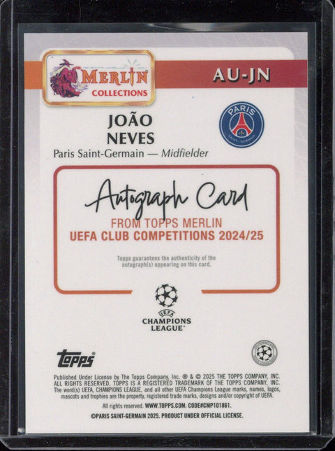 2024-25 Topps Merlin UCC Joao Neves Gold Vintage Autograph /3 #AU-JN