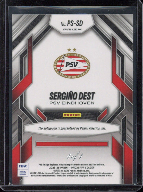 2025-26 Panini Prizm FIFA Sergino Dest Prolific Autograph 1/1 #PS-SD