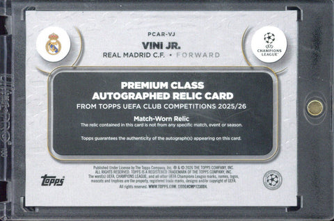 2025-26 Topps UCC Vini Jr. Premium Class Autograph Relic /5 #PCAR-VJ