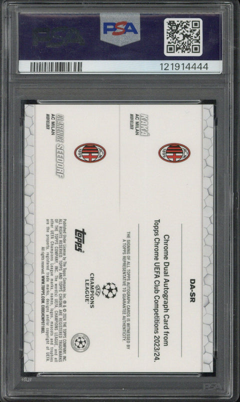 2023-24 Topps Chrome UCC Kaka / Seedorf Dual Autograph Orange Refractor /25 #SR PSA 10 AUTO 10