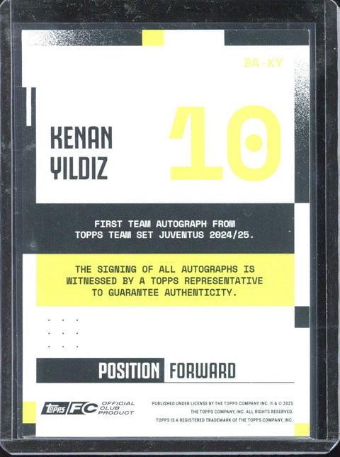 2024-25 Topps Team Set Juventus Kenan Yildiz Autograph /5 #BA-KY