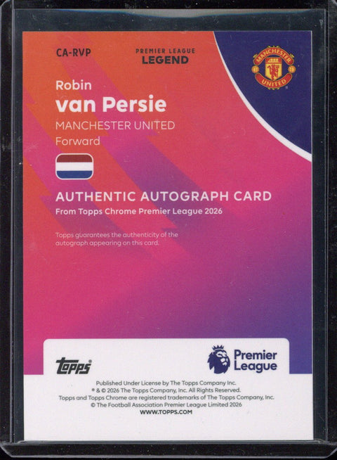 2025-26 Topps Chrome Premier League Sapphire Robin van Persie Purple Autograph /15 #CA-RVP