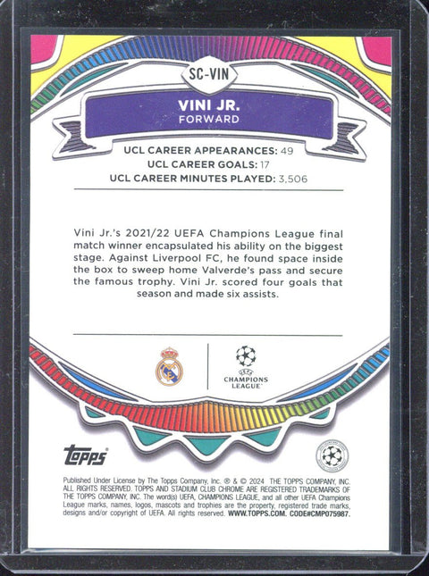 2023-24 Topps Stadium Club Chrome Vini Jr. Say Cheese /10 #SC-VIN