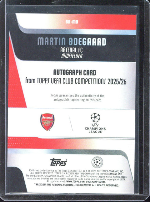 2025-26 Topps UCC Martin Odegaard Orange Foil Autograph /25 #BA-MO