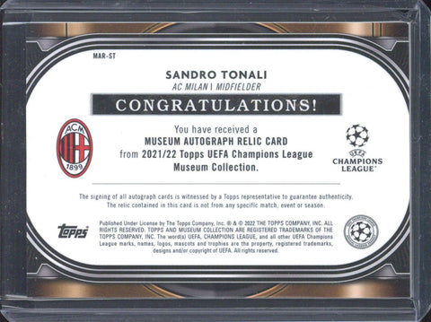 2021-22 Topps Museum UCC Sandro Tonali Autograph Relic /75 #MAR-ST