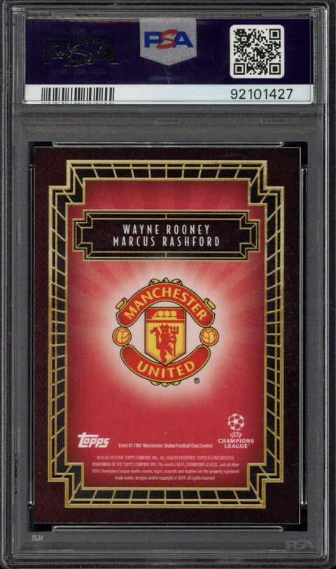 2023-24 Topps Deco UCC Rooney / Rashford Them & Now Red /10 PSA 9