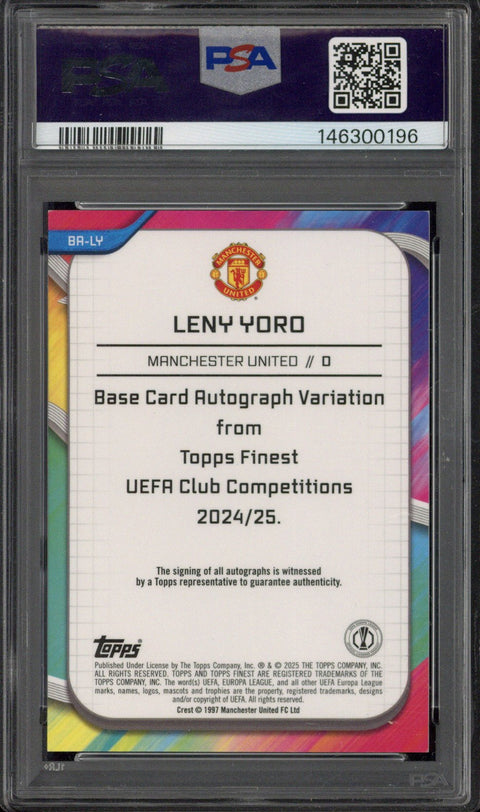 2024-25 Topps Finest UCC Leny Yoro Black Wave Autograph /10 #BALY PSA 8