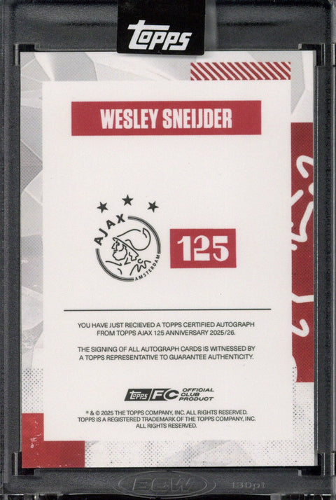 2025 Topps Ajax 125th Anniversary Set Wesley Sneijder On Card Autograph /10