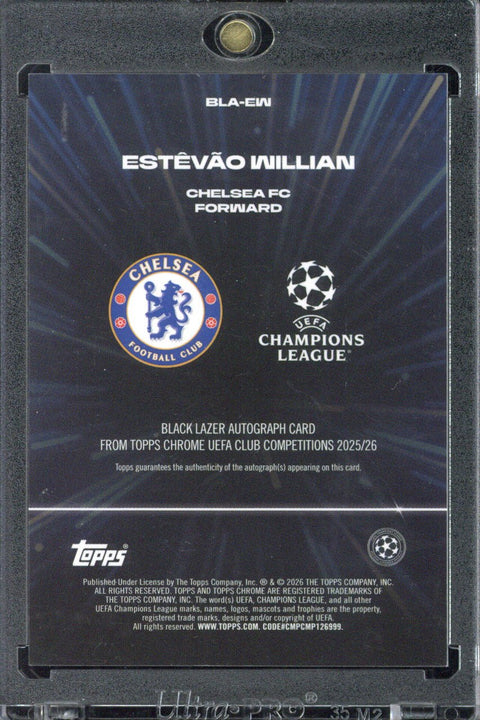 2025-26 Topps Chrome UCC Estevao Willian RC Black Lazer Autograph /50 #BLA-EW