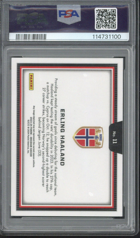 2023-24 Panini Obsidian Erling Haaland Black Color Blast #11 PSA 9