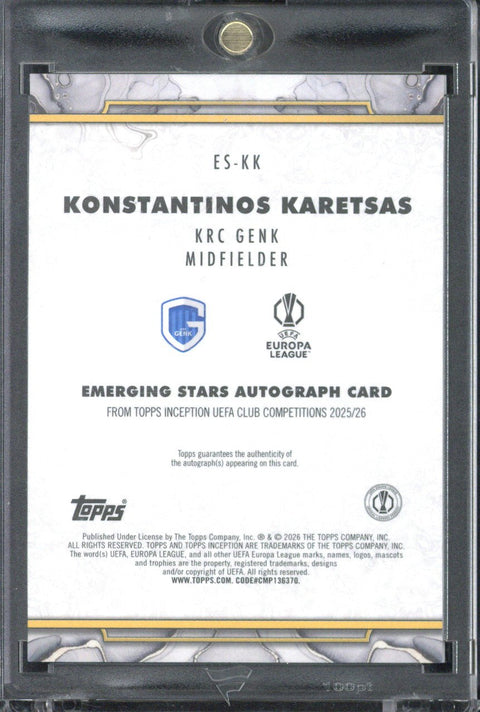2025-26 Topps Inception UCC Konstantinos Karetsas RC Autograph /75 #ES-KK