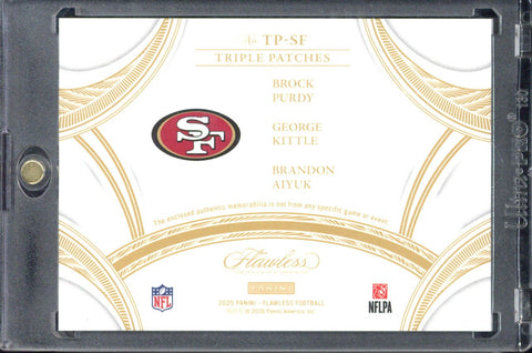 2025 Panini Flawless Purdy / Kittle / Aiyuk Triple Patch /15 #TP-SF